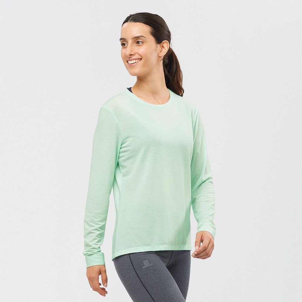 Salomon Singapore Womens Midlayers - ESSENTIAL LONG SLEEVE Black | 21458-YFPU